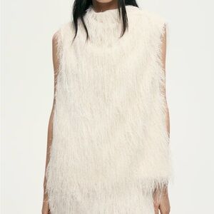 H&M Edition Holiday 2025 Sleeveless Cream Top with Fringe. S & M. New